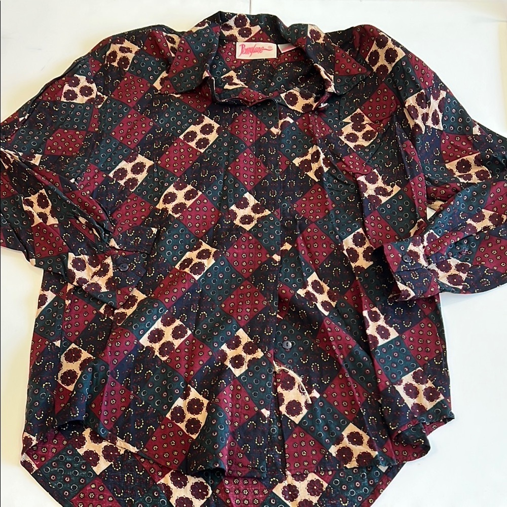 Pennylane - 80s,‎ vintage, small calico print button down